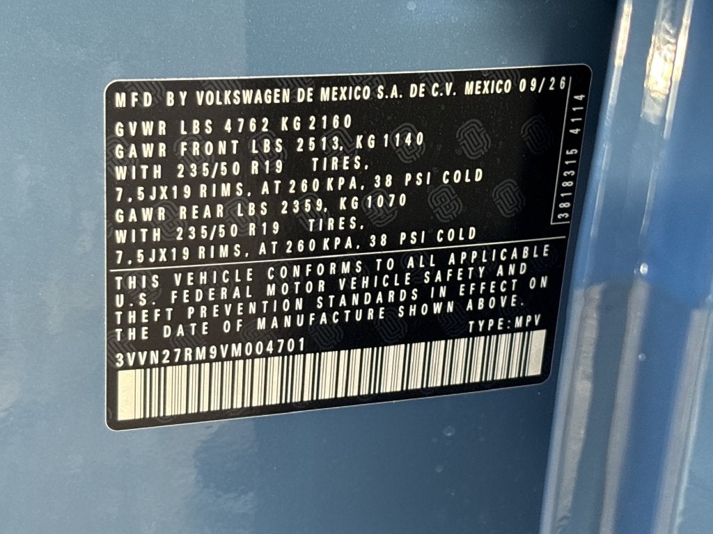 2027 Volkswagen Tiguan 2.0T SE